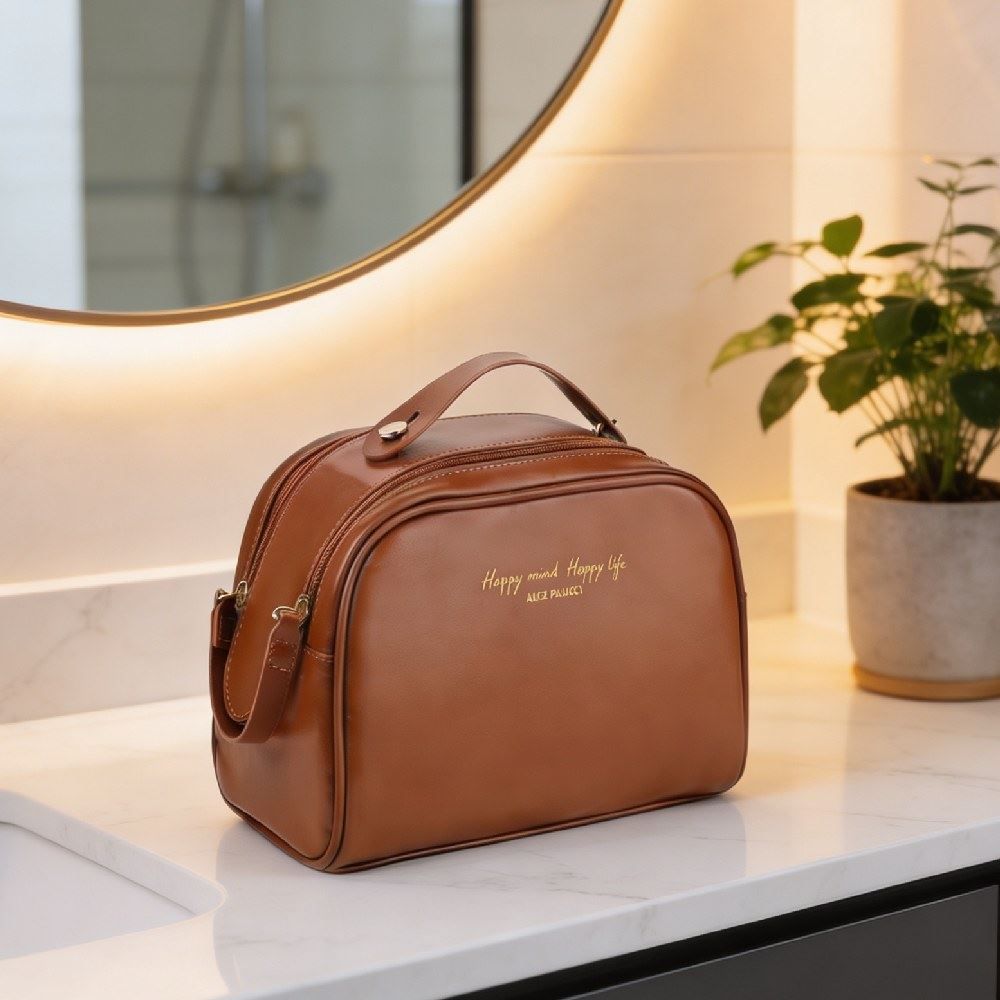 Necessaire Trapézio com Duas Divisórias Alice Palucci - CARAMELO U