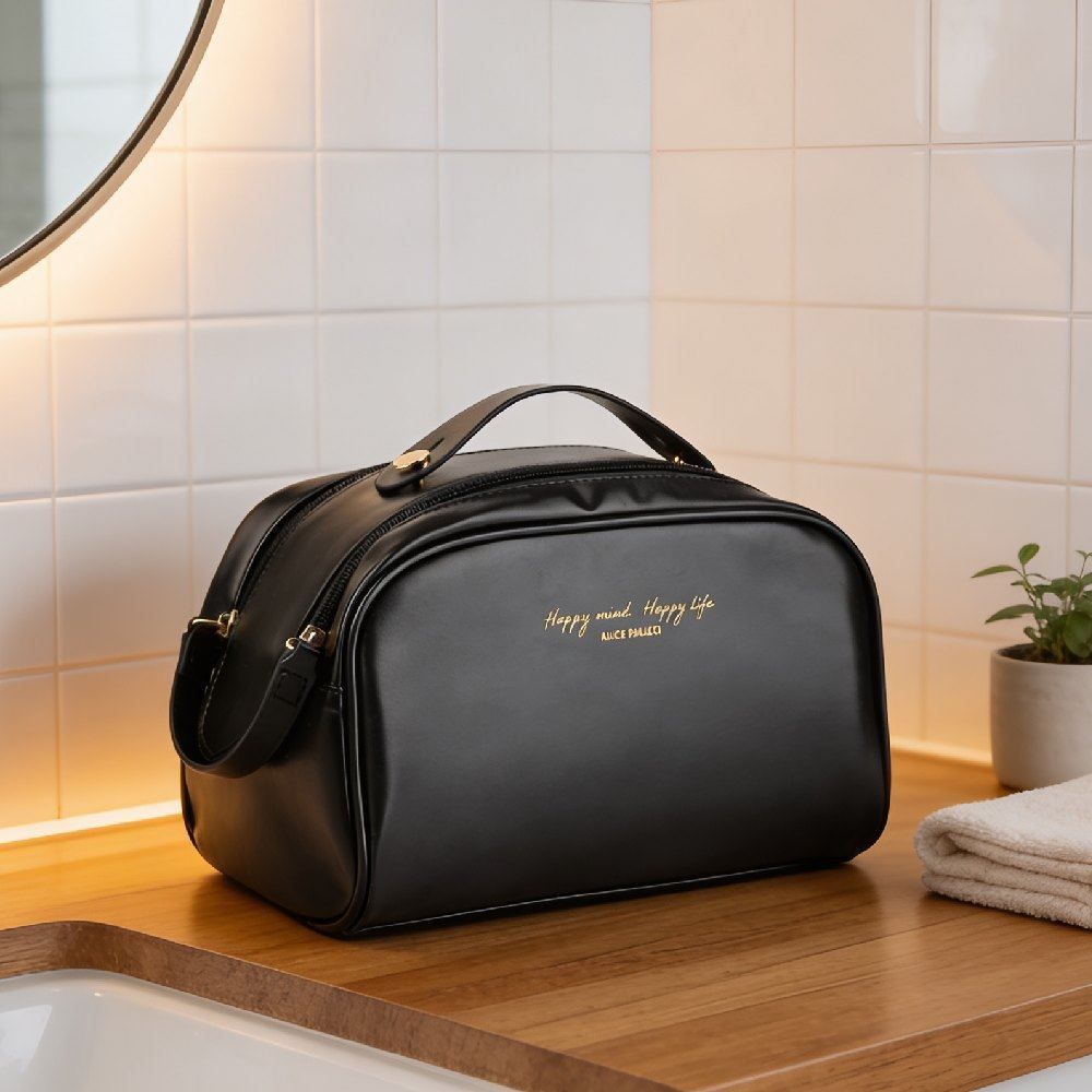 Necessaire Trapézio com Duas Divisórias Alice Palucci - PRETO U