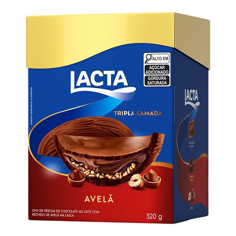 Ovo de Páscoa Tripla Camada de Avelã Lacta - 320g
