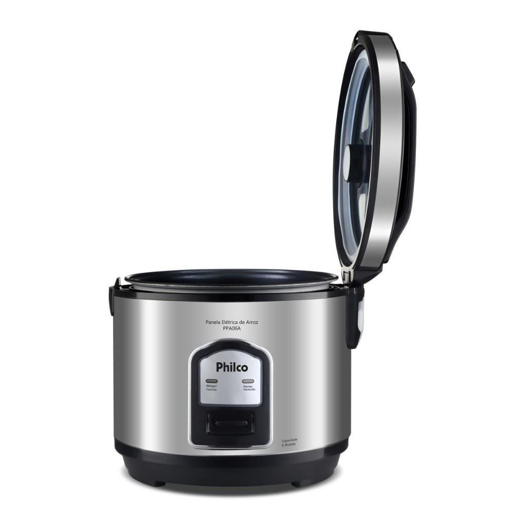 Panela de Arroz Elétrica Philco 6 Xícaras Inox 400W PPA06A