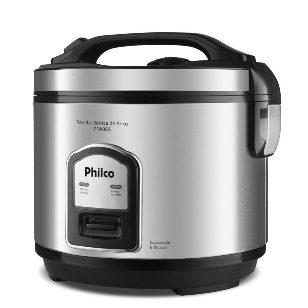 Panela de Arroz Elétrica Philco 6 Xícaras Inox 400W PPA06A