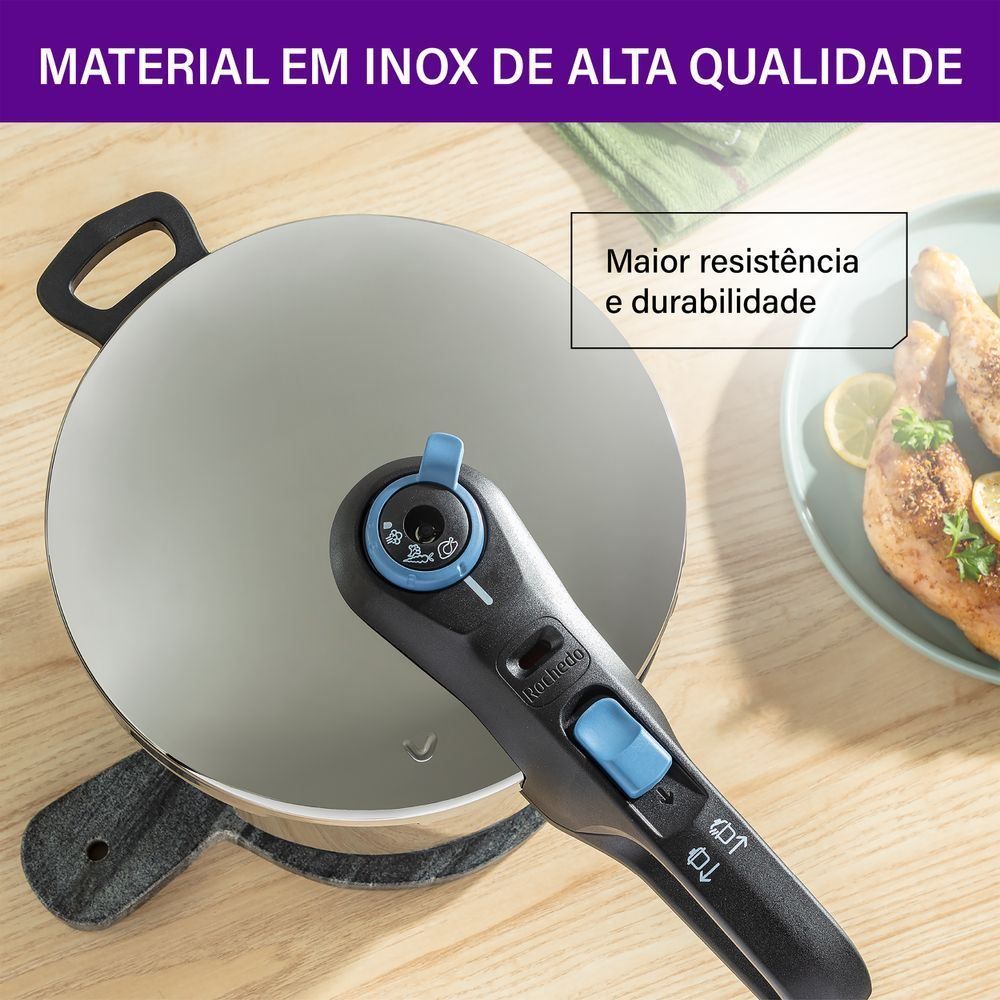 Panela de Pressão Rochedo Inox Trendy 6 Litros Fechamento Externo - ROCHEDO INOX TRENDY