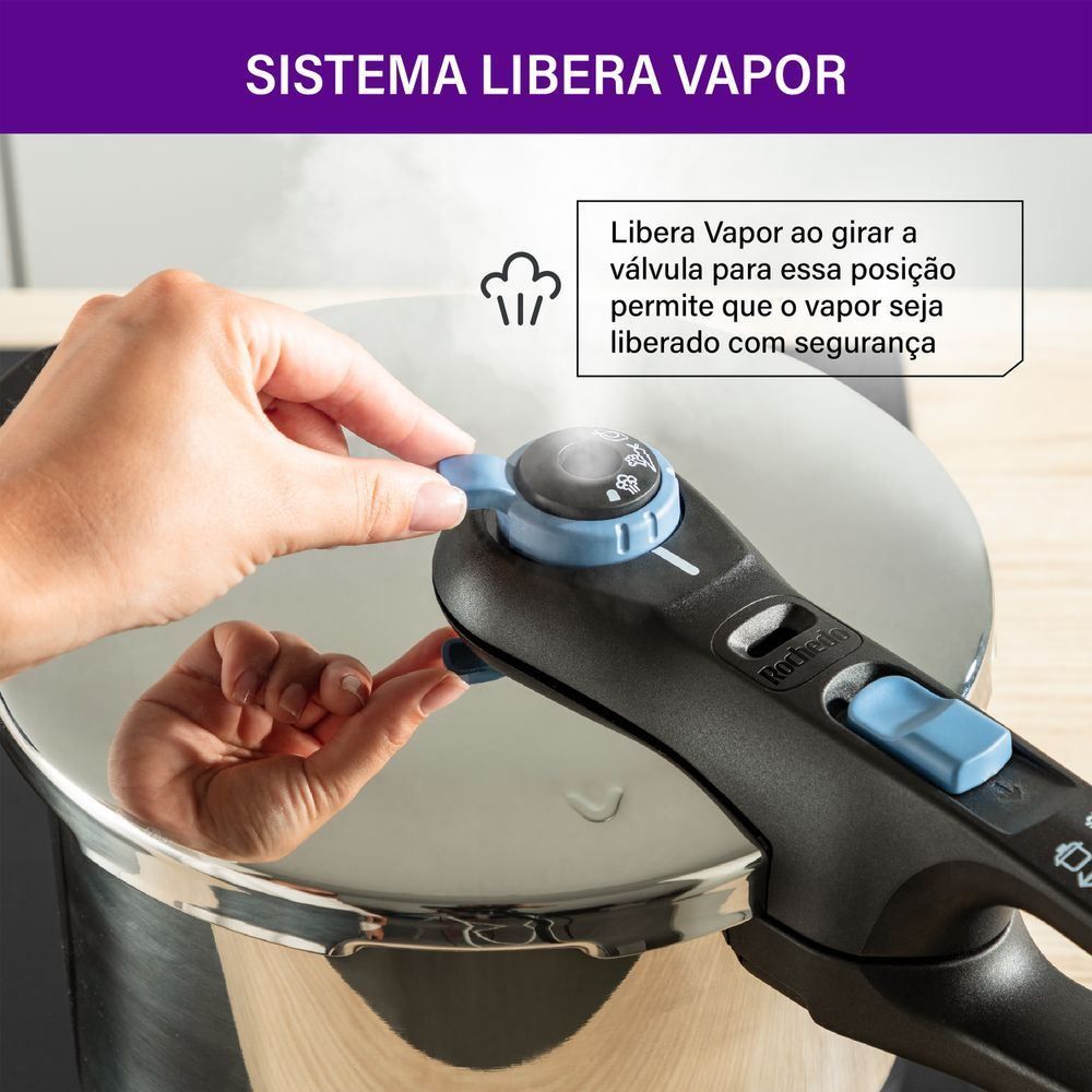 Panela de Pressão Rochedo Inox Trendy 6 Litros Fechamento Externo - ROCHEDO INOX TRENDY