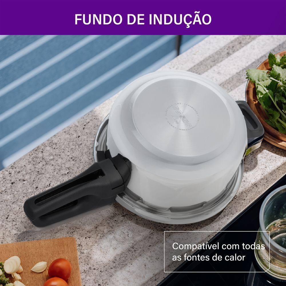 Panela de Pressão Rochedo Inox Trendy 6 Litros Fechamento Externo - ROCHEDO INOX TRENDY