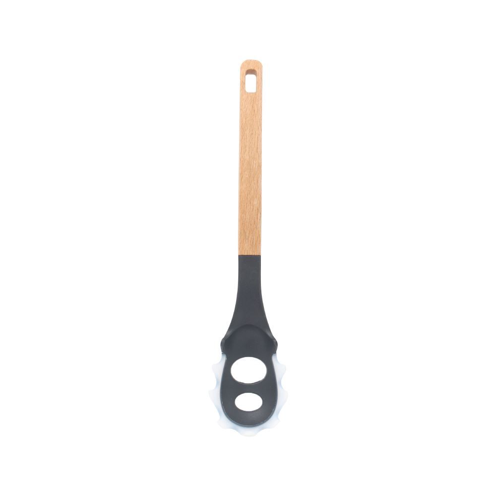 Pegador De Silicone Com Cabo De Madeira Havan Casa 34,5 Cm - Preto 