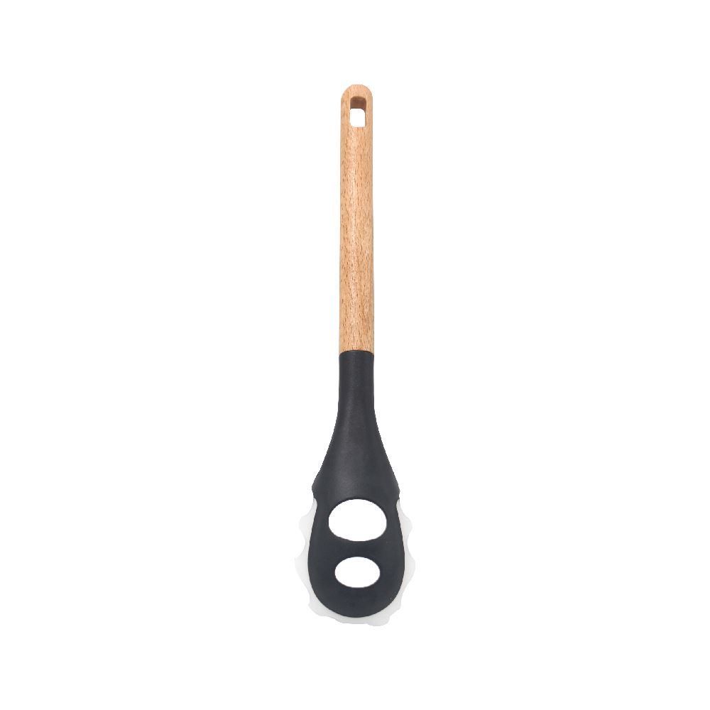 Pegador De Silicone Com Cabo De Madeira Havan Casa 34,5 Cm - Preto 