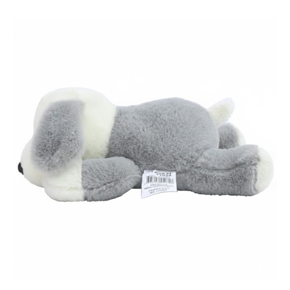 Pelúcia Cachorro Deitado Cinza 20 cm Havan Toys - HBR0463