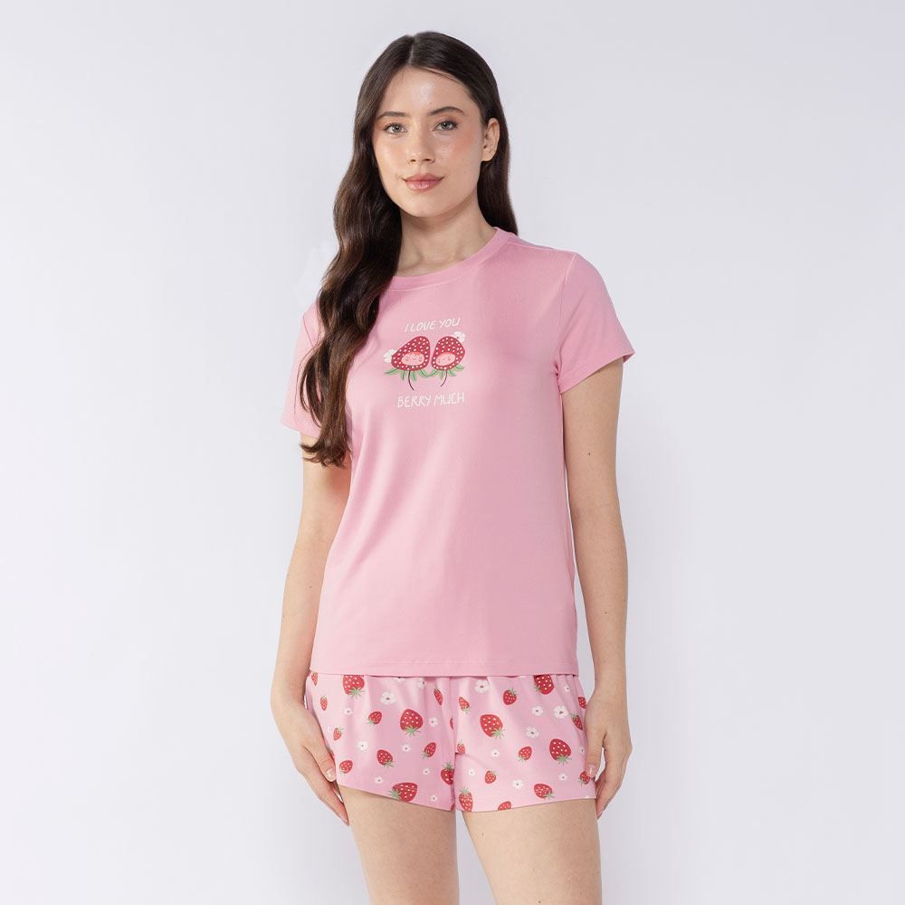 Pijama Feminino Curto De Morango Camila Moretti