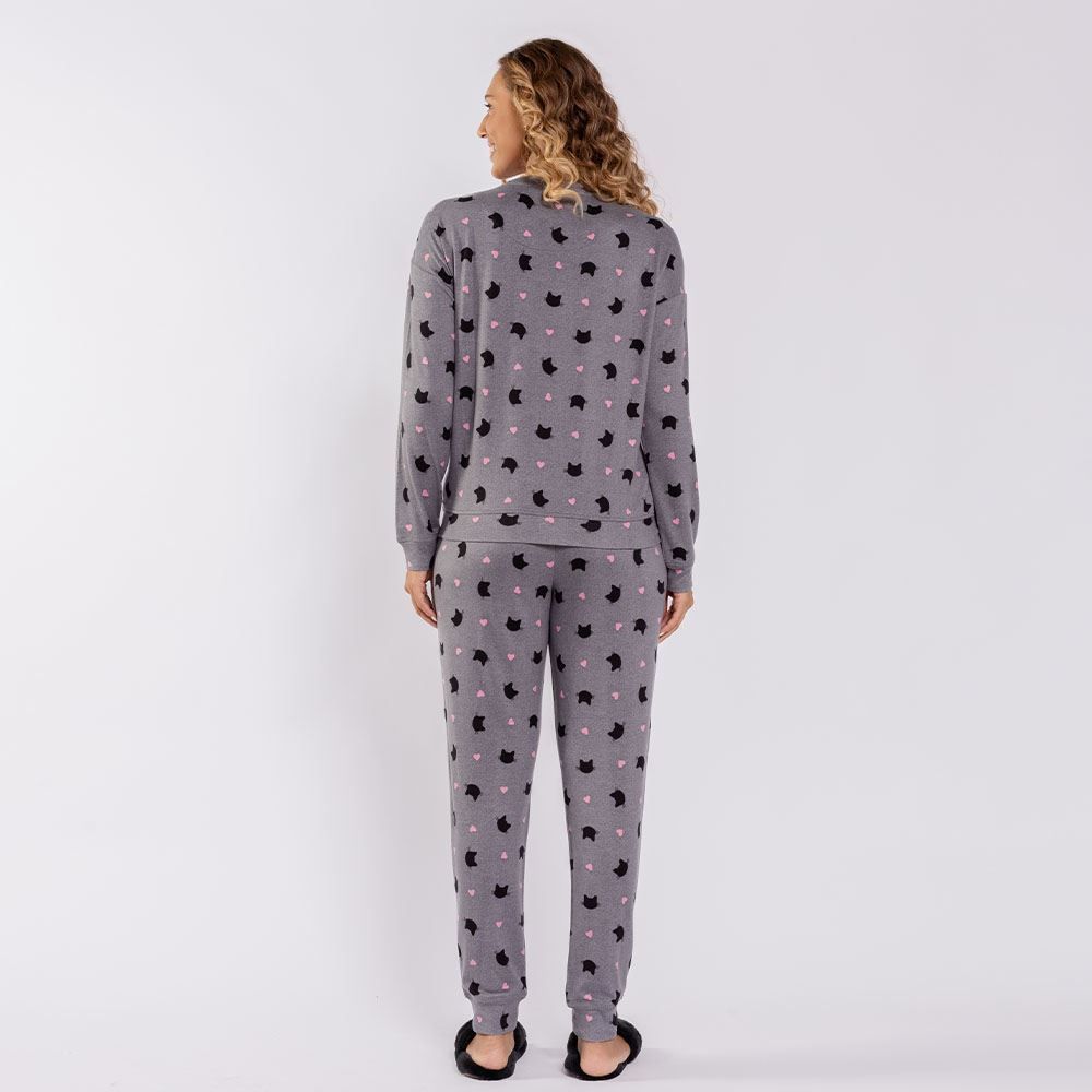 Pijama Feminino Longo Em Malha Tricot Camila Moretti