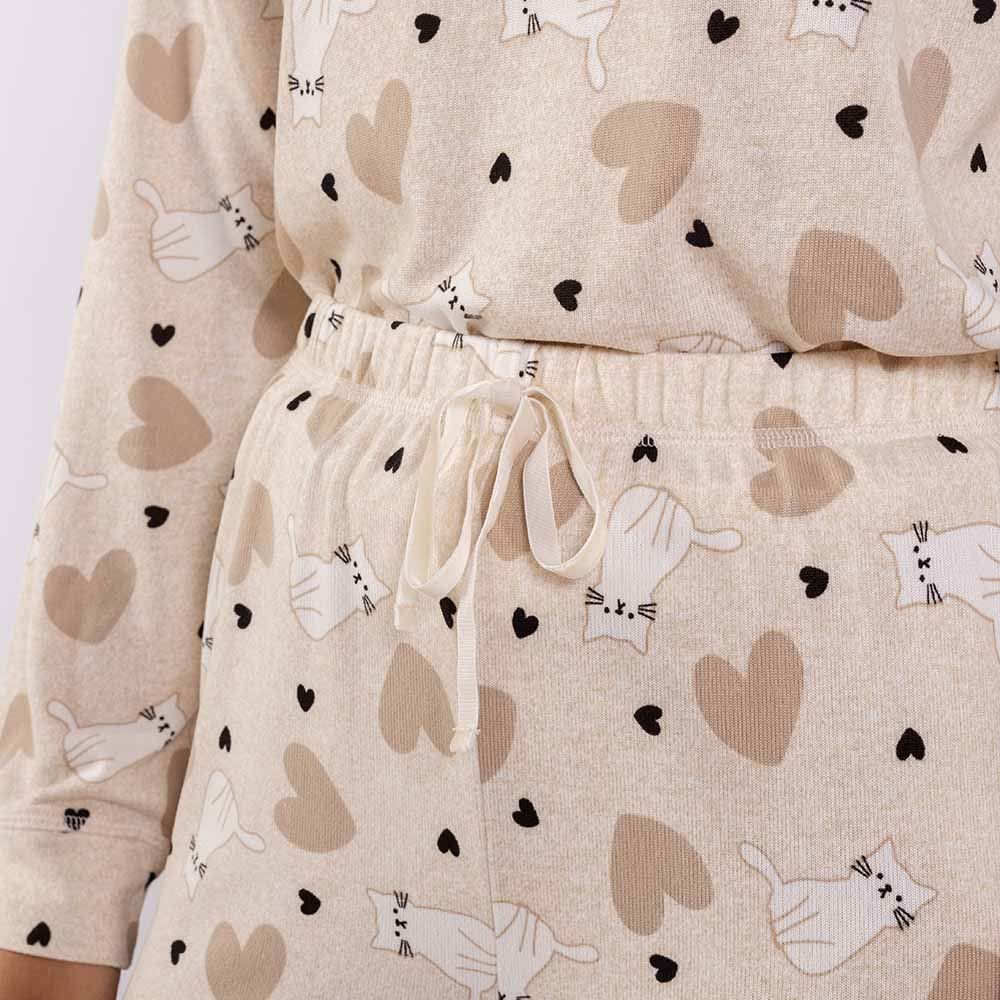 Pijama Feminino Longo em Malha Tricot Camila Moretti