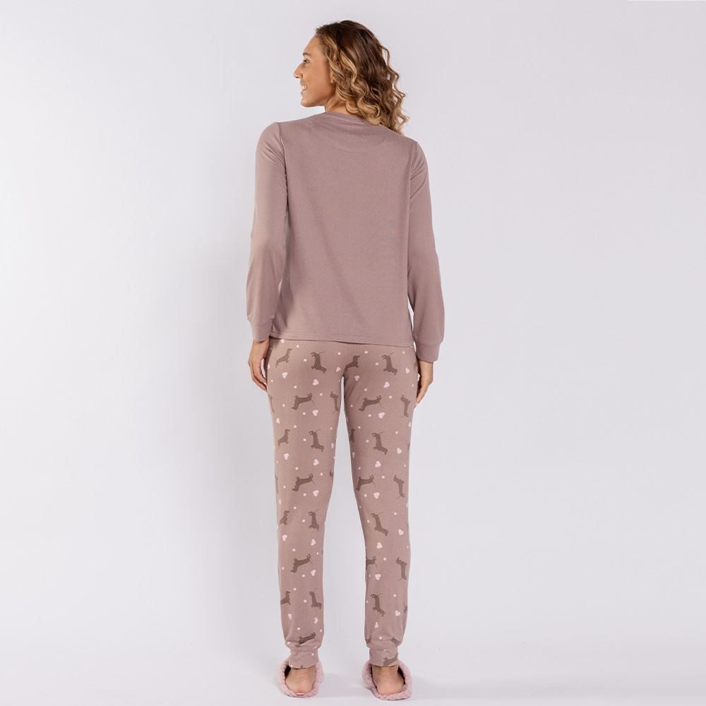 Pijama Feminino Longo Em Malha Tricot Camila Moretti
