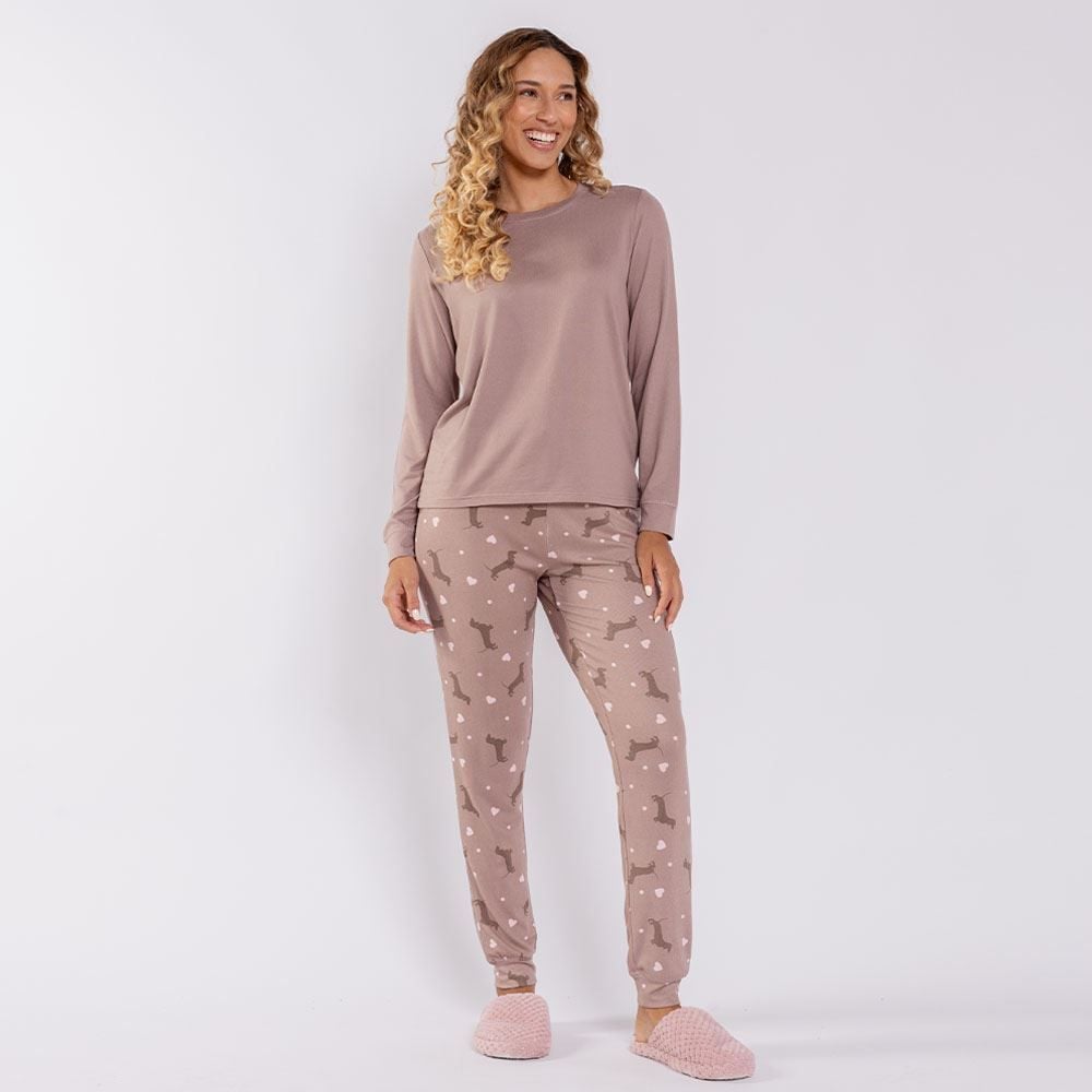 Pijama Feminino Longo Em Malha Tricot Camila Moretti