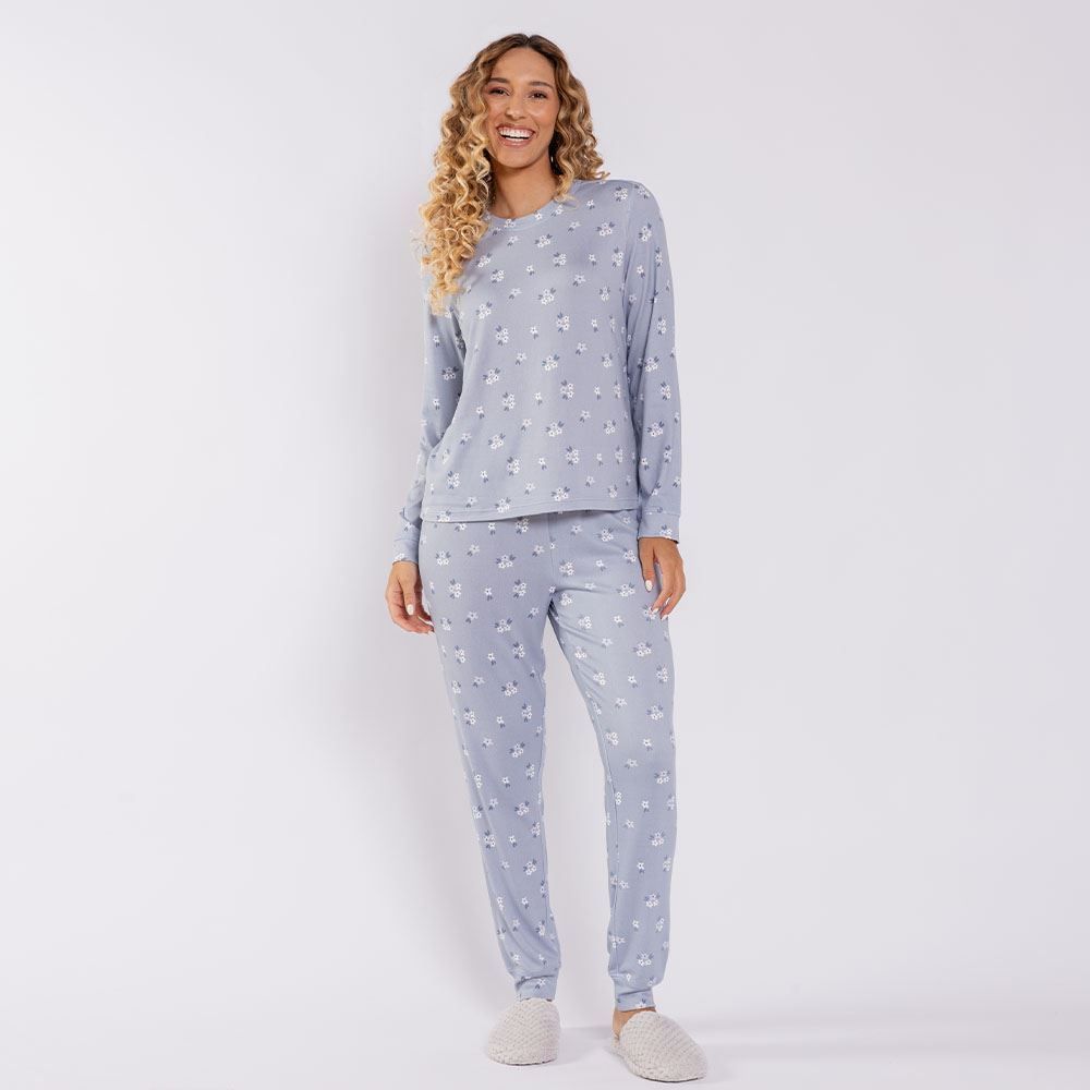 Pijama Feminino Longo Em Malha Tricot Camila Moretti