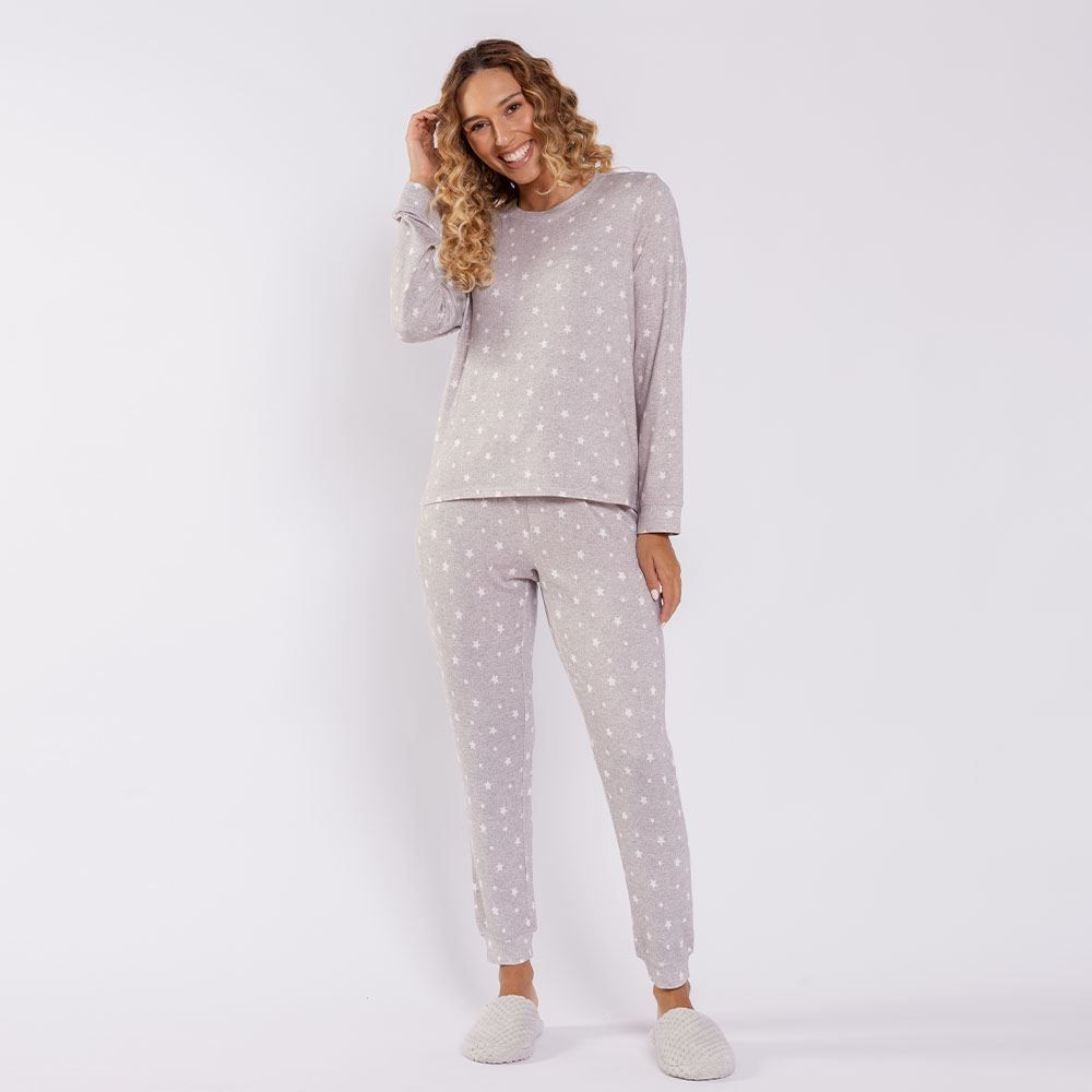 Pijama Feminino Longo Em Malha Tricot Camila Moretti
