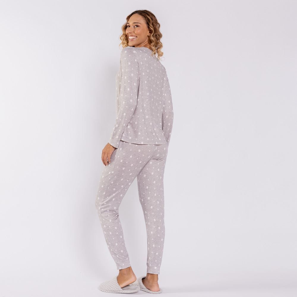 Pijama Feminino Longo Em Malha Tricot Camila Moretti