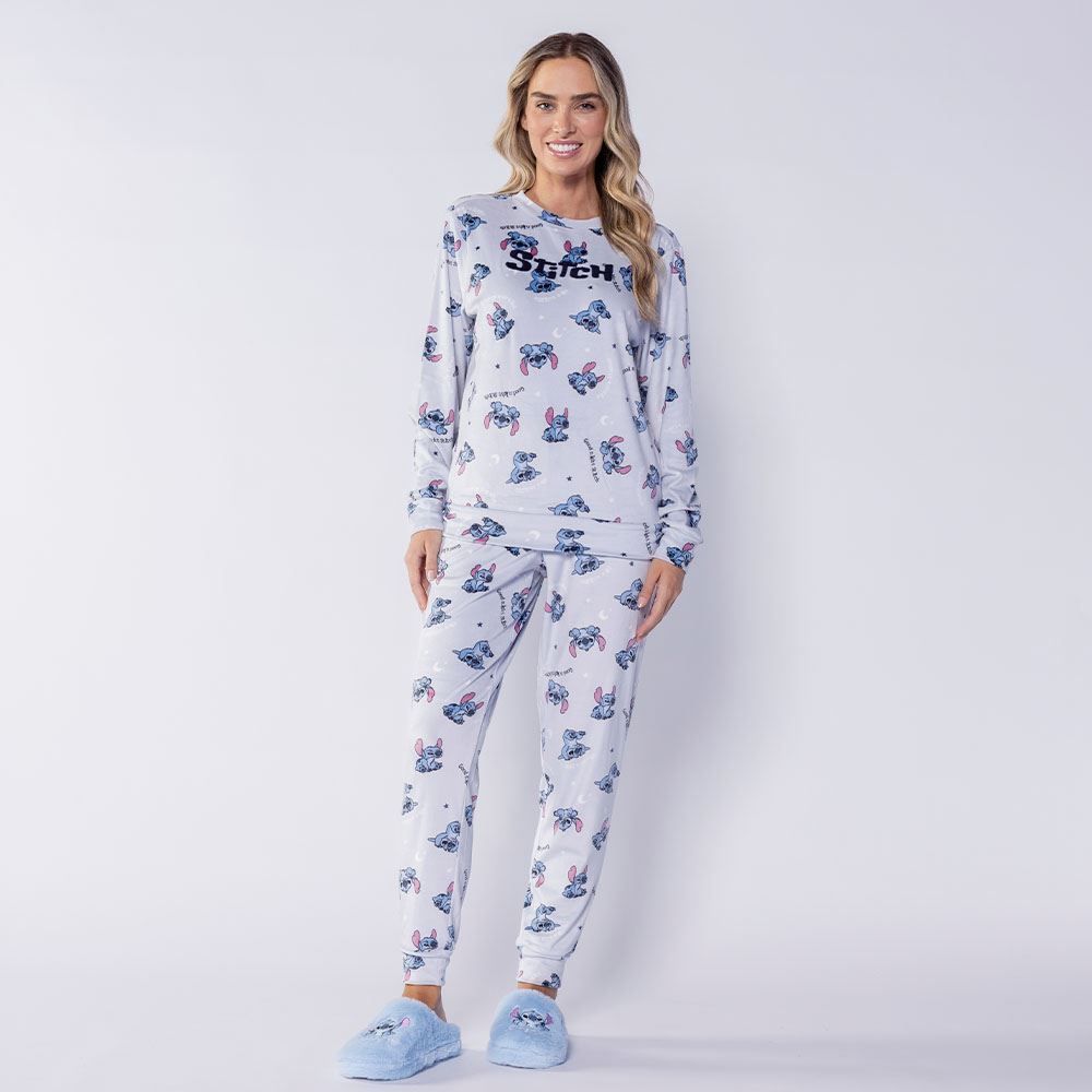 Pijama Feminino Longo Em Plush Disney