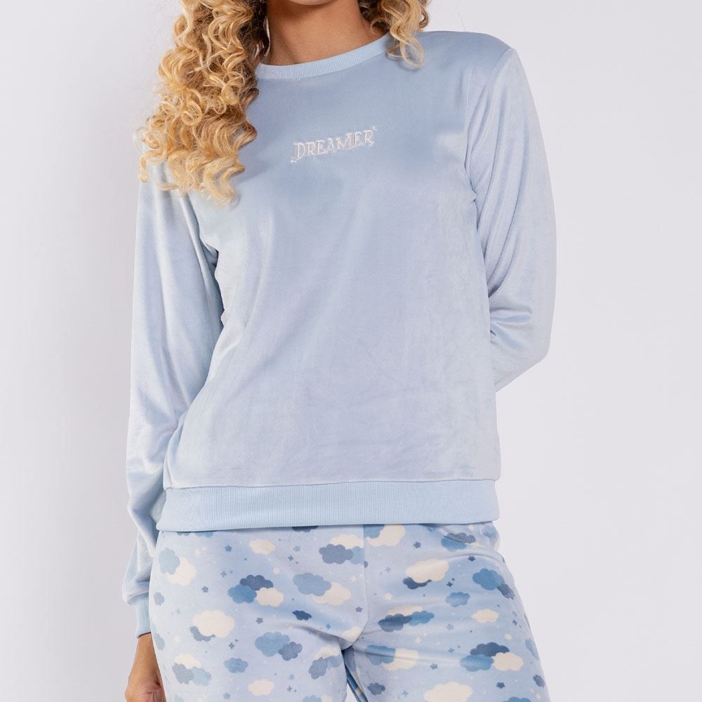 Pijama Feminino Longo Em Plush Dreamer Camila Moretti
