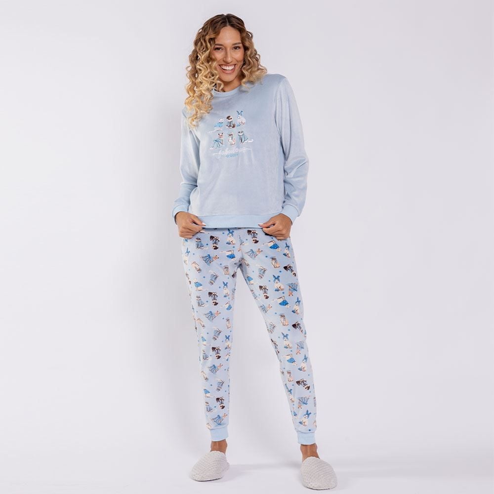 Pijama Feminino Longo Em Plush Fabulous Camila Moretti