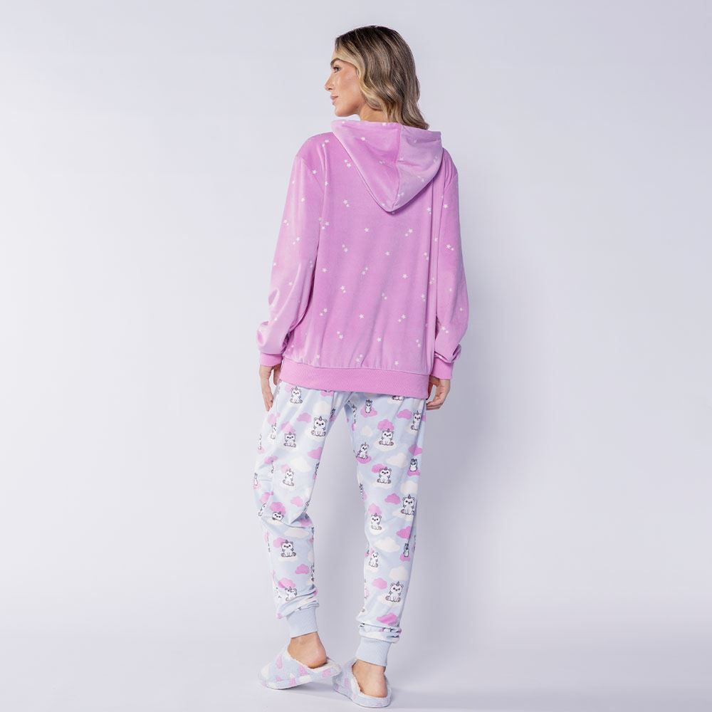 Pijama Feminino Longo Em Plush Magic Sky Camila Moretti