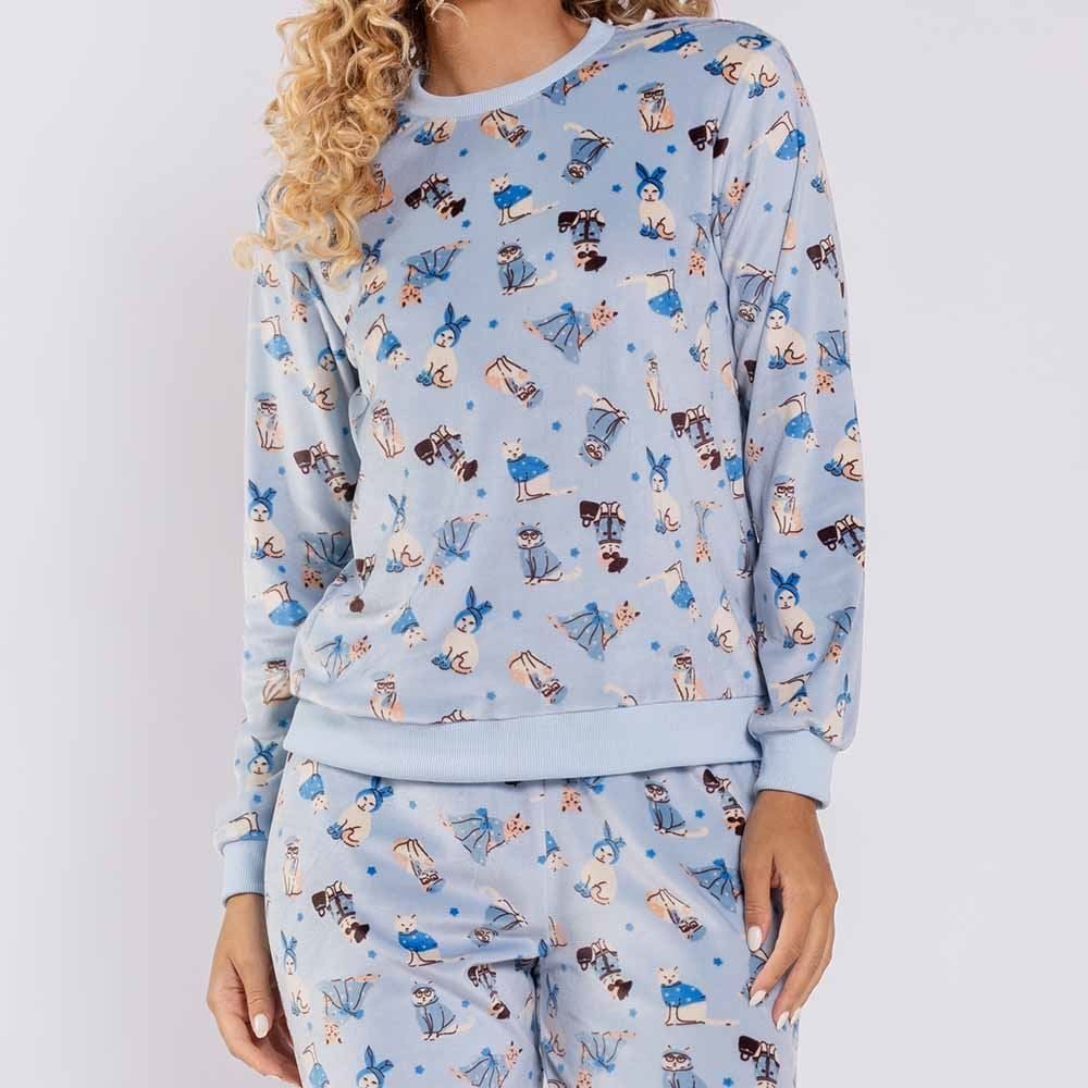 Pijama Feminino Longo Em Plush Pets Camila Moretti