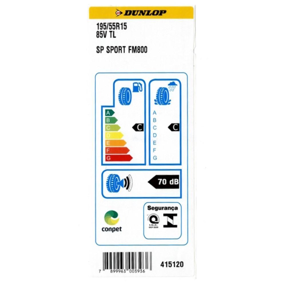 Pneu Dunlop Sp Sport Fm800 195/55 R15 - Preto