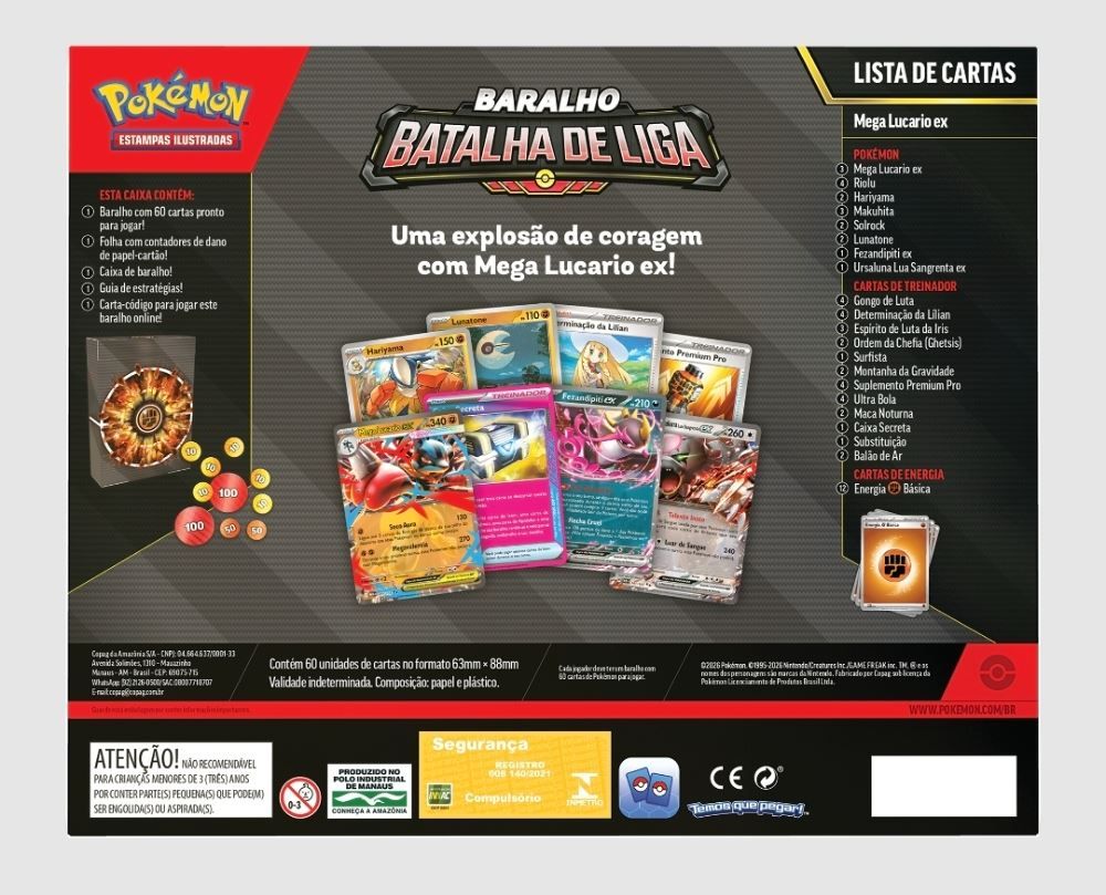 Pokémon - Deck  Batalha de Liga Mega Lucario Ex  - Copag
