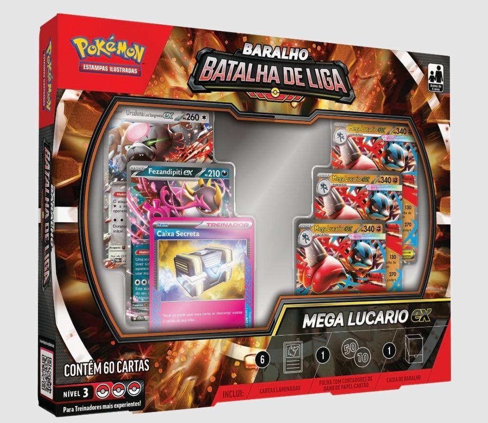  Pokémon - Deck  Batalha de Liga Mega Lucario Ex  - Copag