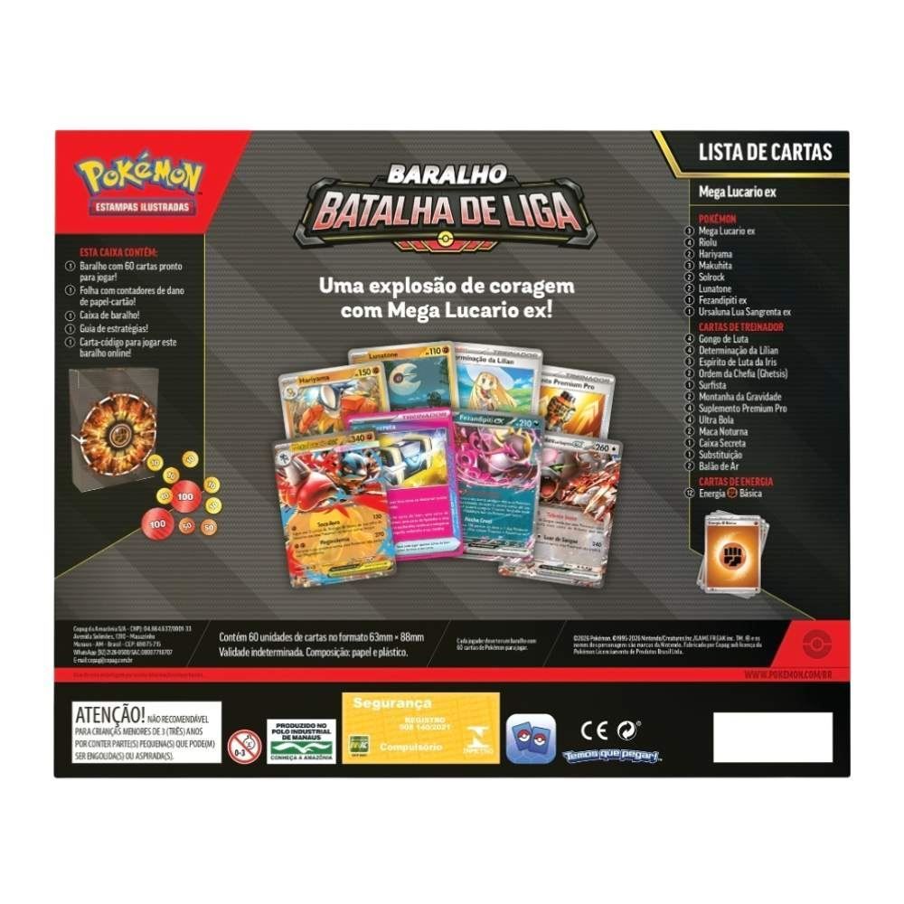 Pokémon Deck Batalha de Liga Mega Lucario Ex Copag