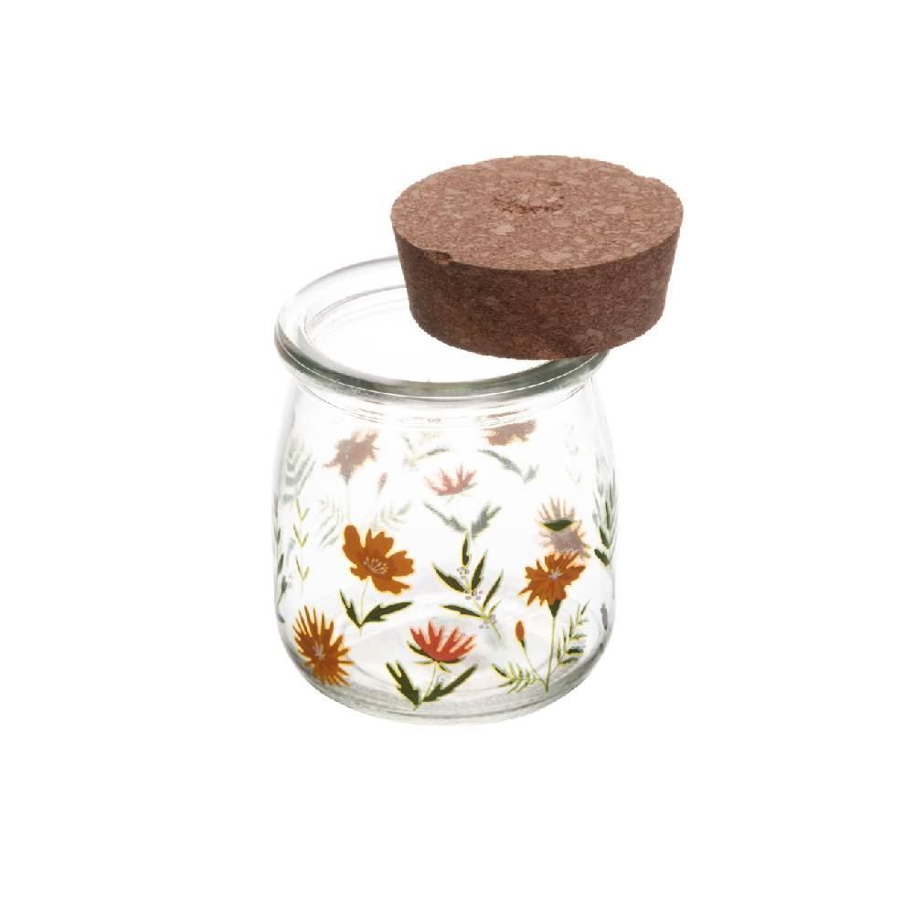 Porta Condimentos De Vidro Com Rolha De Bambu Lyor 190Ml - Flora Rosa