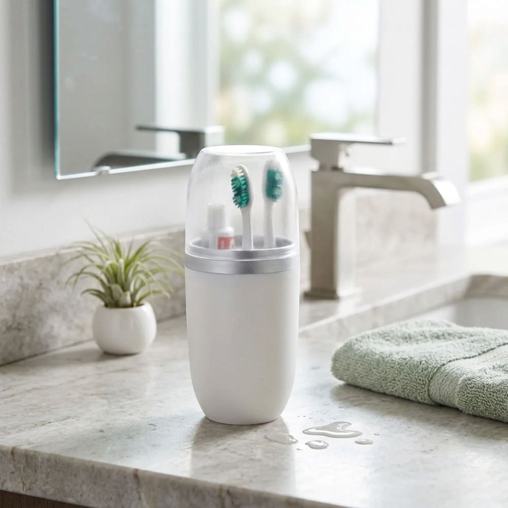 Porta Escova Dental com Tampa Arthi 500Ml - Branco