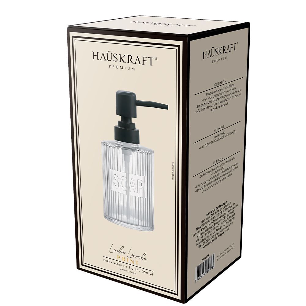 Porta Sabonete Líquido Print 250 ml Hauskraft - TRANSPARENTE