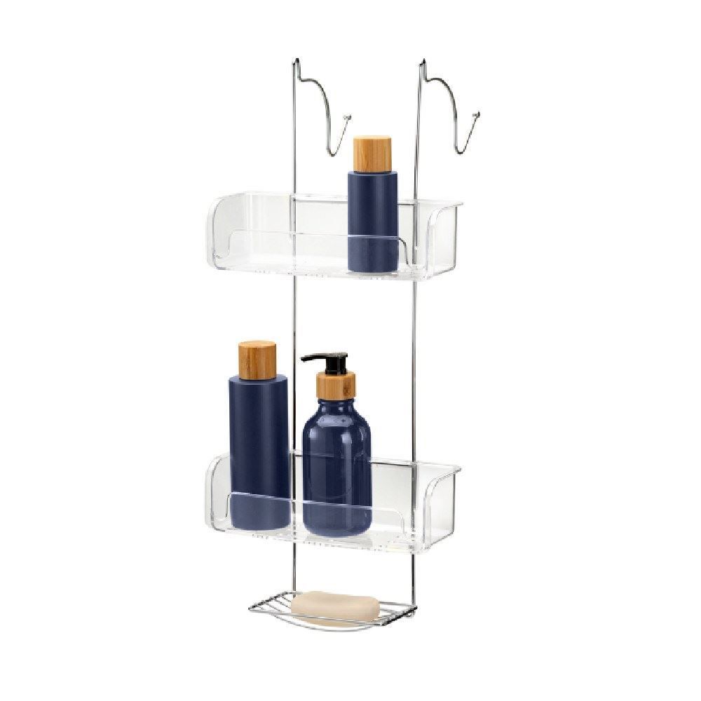 Porta Shampoo Duplo De Box Com Saboneteira Arthi - Aço Inox
