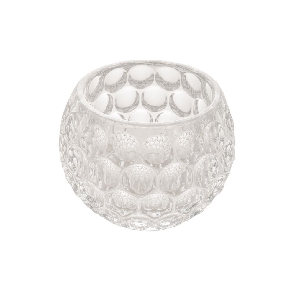 Porta Velas De Cristal Bolhas Lyor 9Cm - Transparente