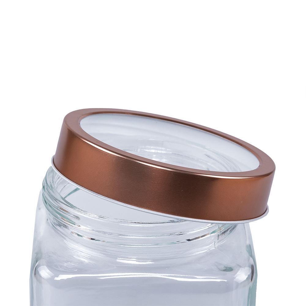 Pote De Vidro Com Tampa 1,7 Litros Lyor - Gold Rosé
