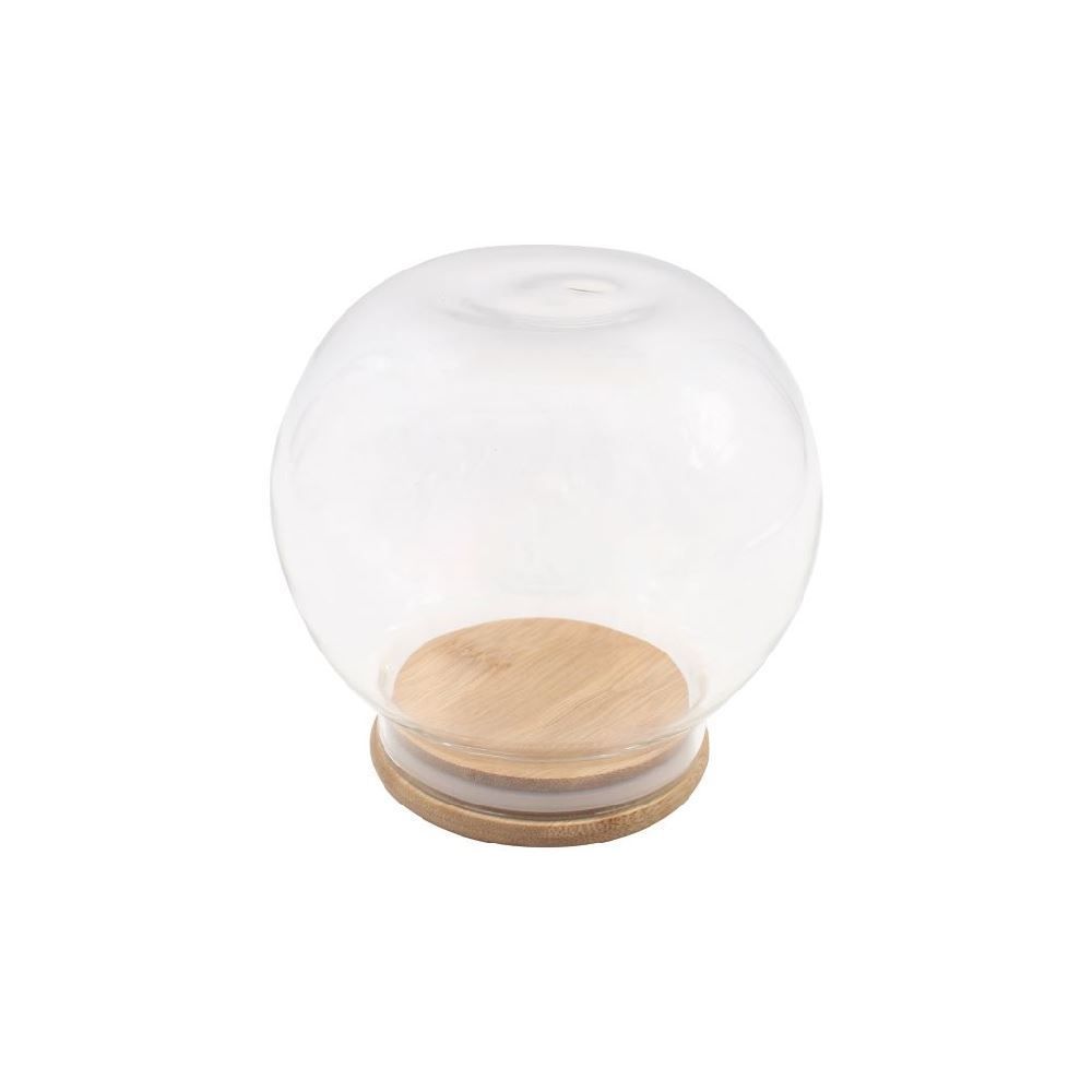 Pote De Vidro Com Tampa Bambu Redondo Havan Casa 490 Ml - Transparente