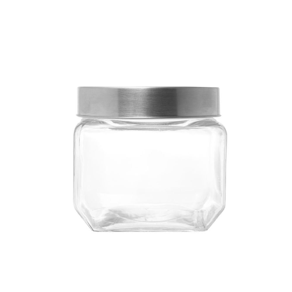 Pote De Vidro Com Tampa Lyor 800 Ml - Prata