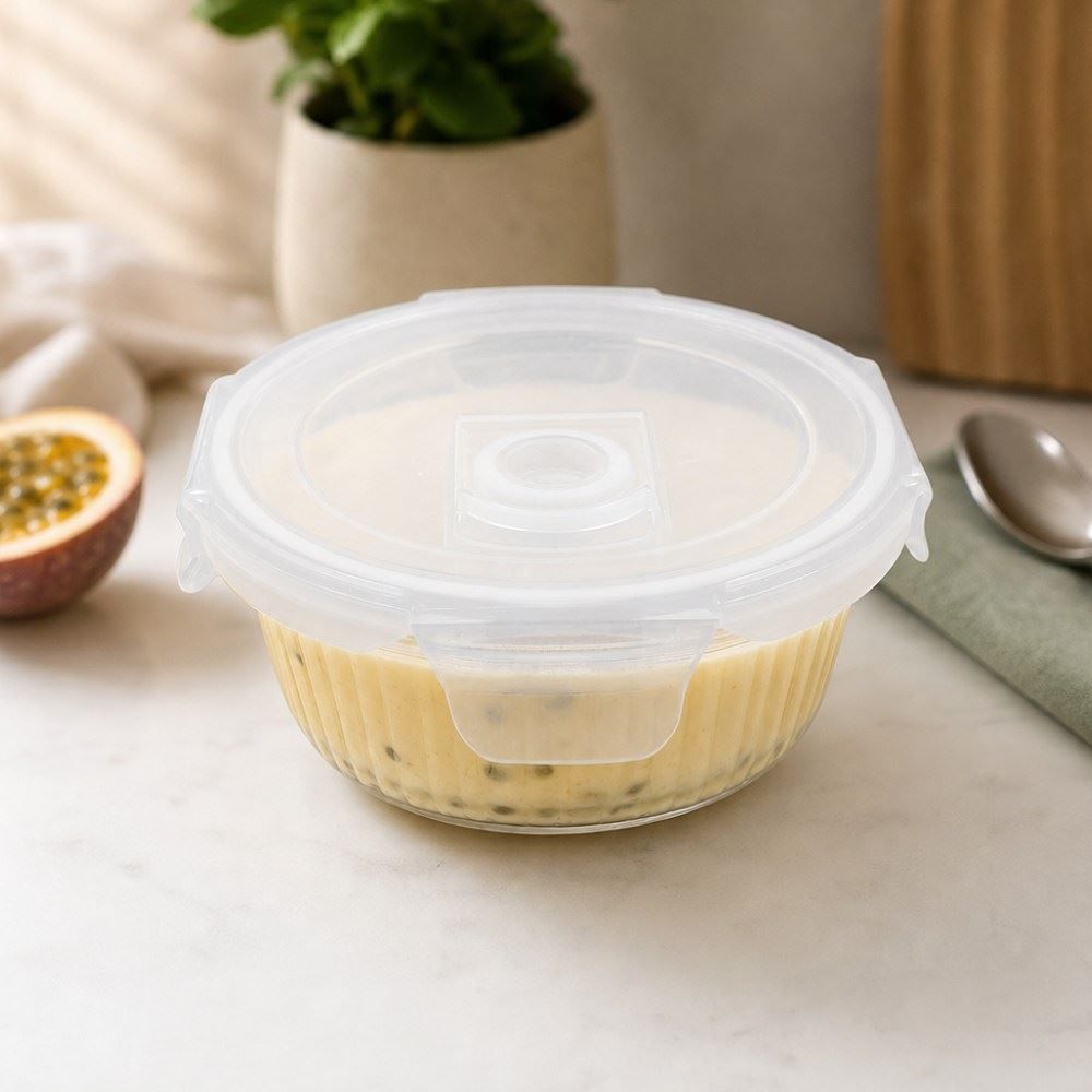 Pote de Vidro Hermético Redondo Canelado Havan Casa 620Ml - Transparente