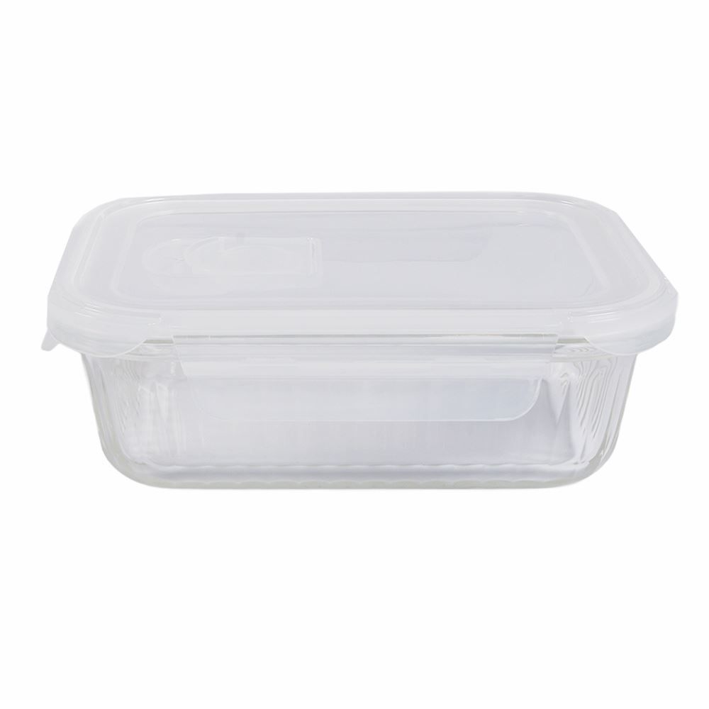 Pote de Vidro Hermético Retangular Canelado Havan Casa 640Ml - Transparente