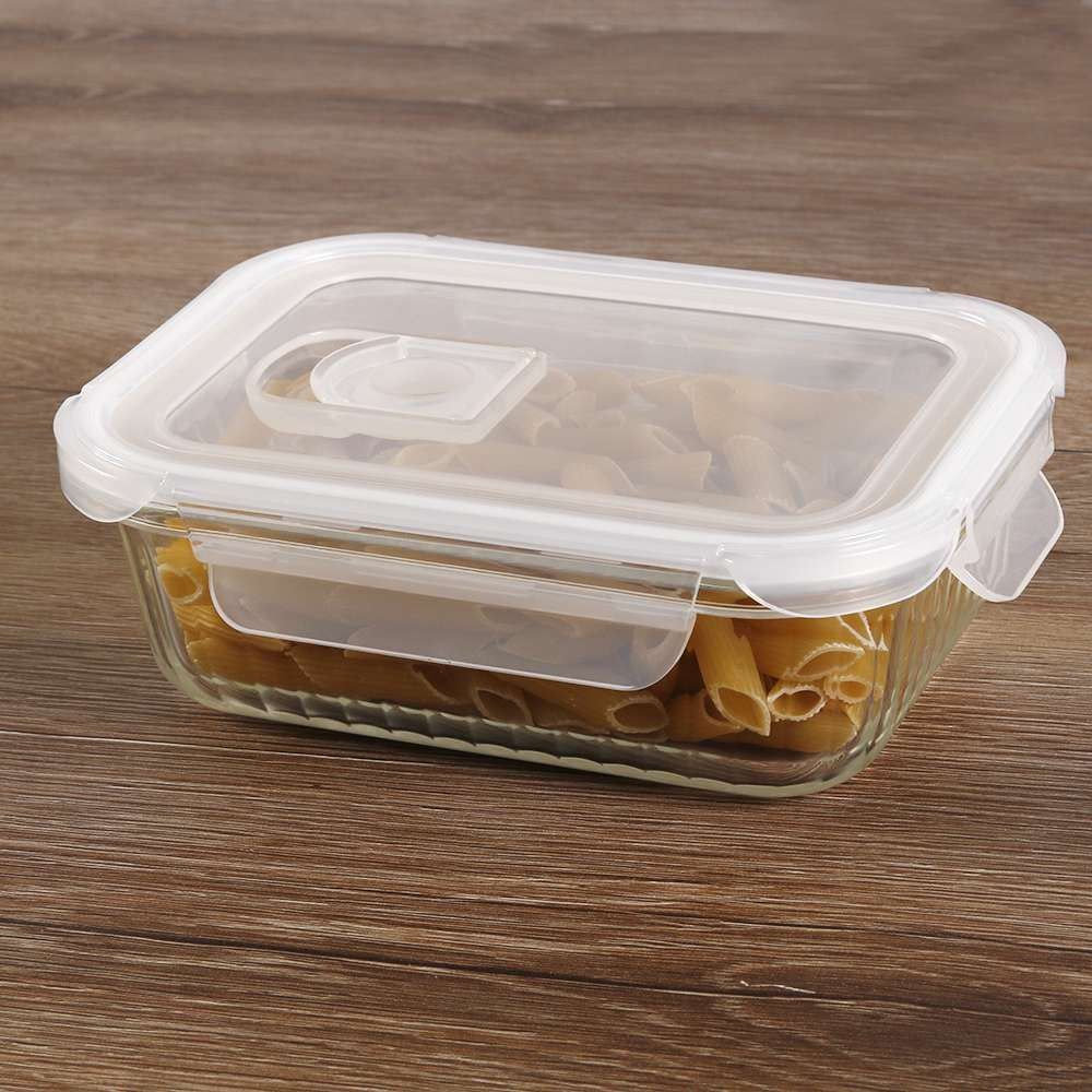 Pote de Vidro Hermético Retangular Canelado Havan Casa 640Ml - Transparente