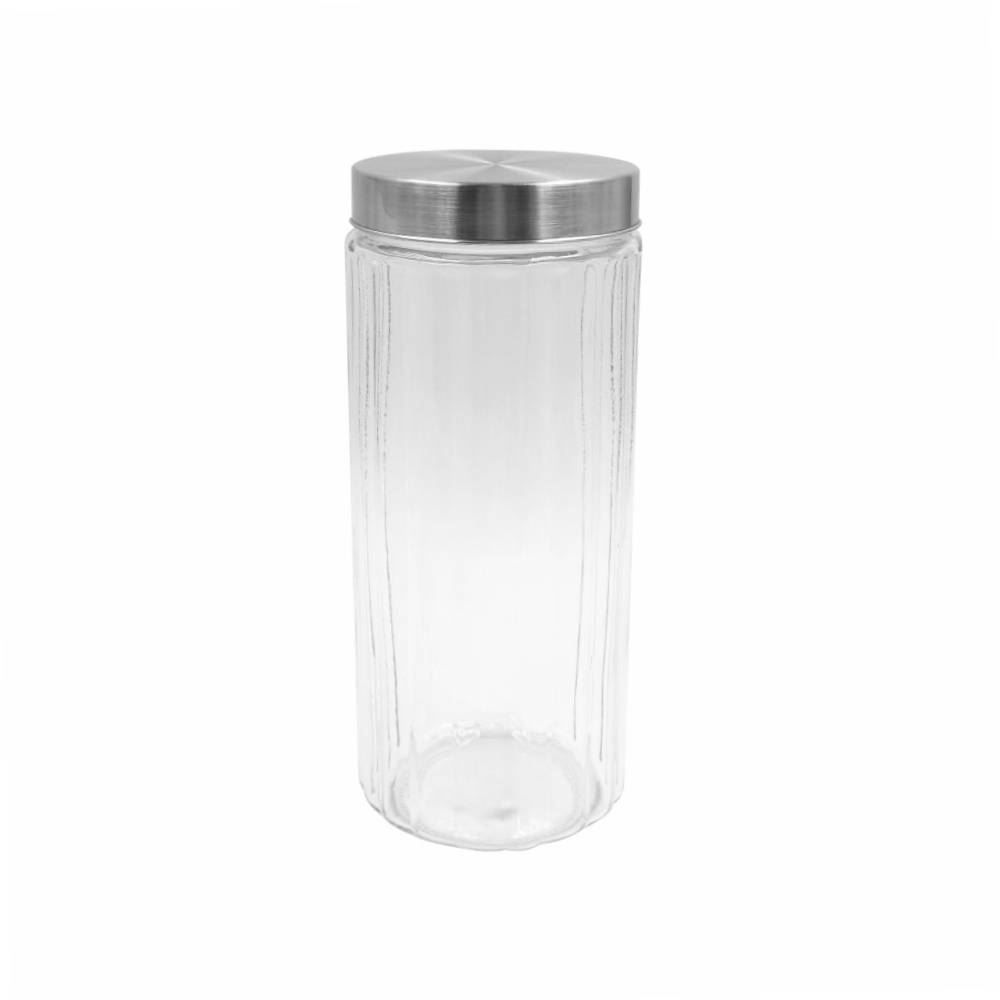 Pote De Vidro Listras Relevo Com Tampa Inox 2,2 Litros - Havan Casa