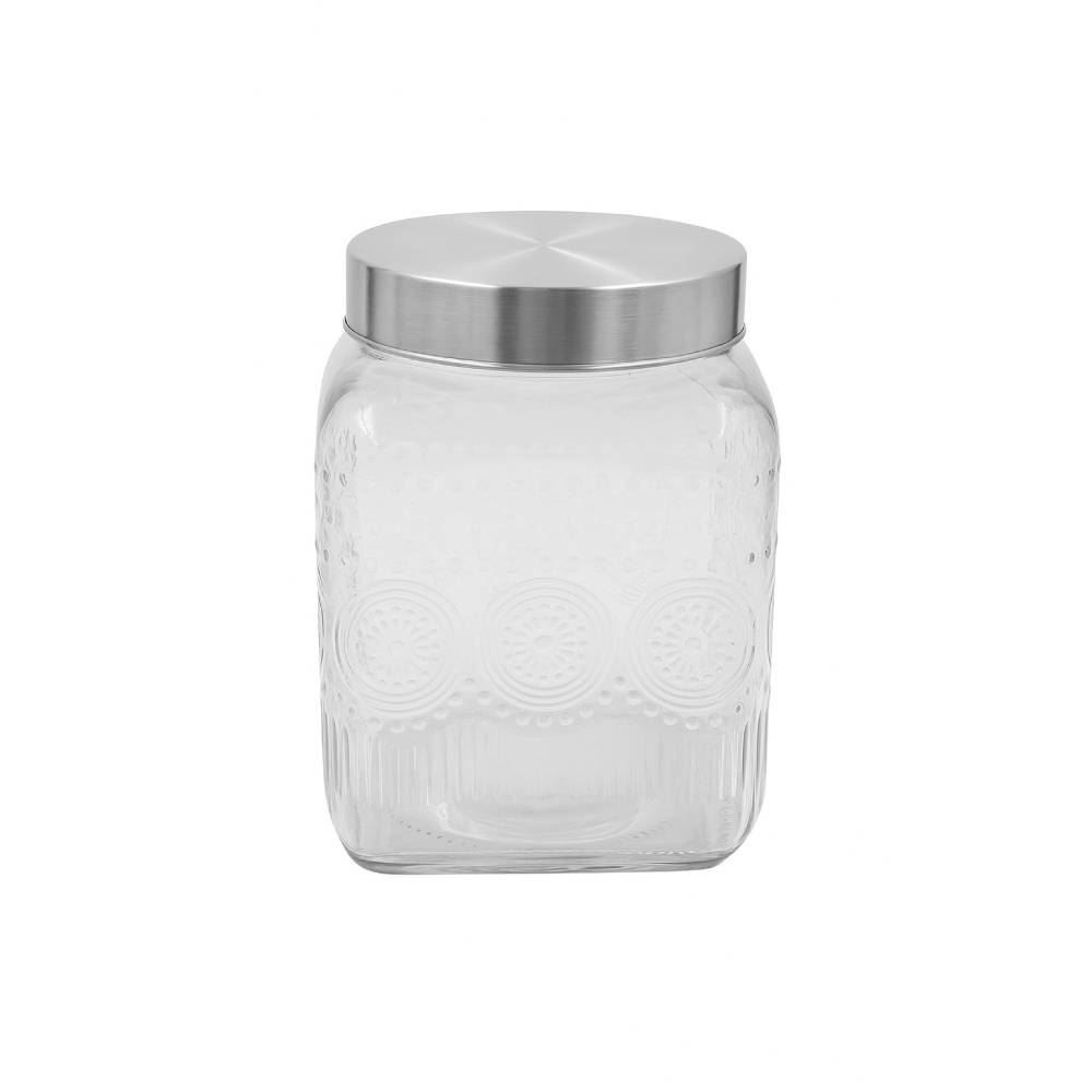 Pote De Vidro Quadrado Com Tampa Inox 1,3 Litros - Havan Casa