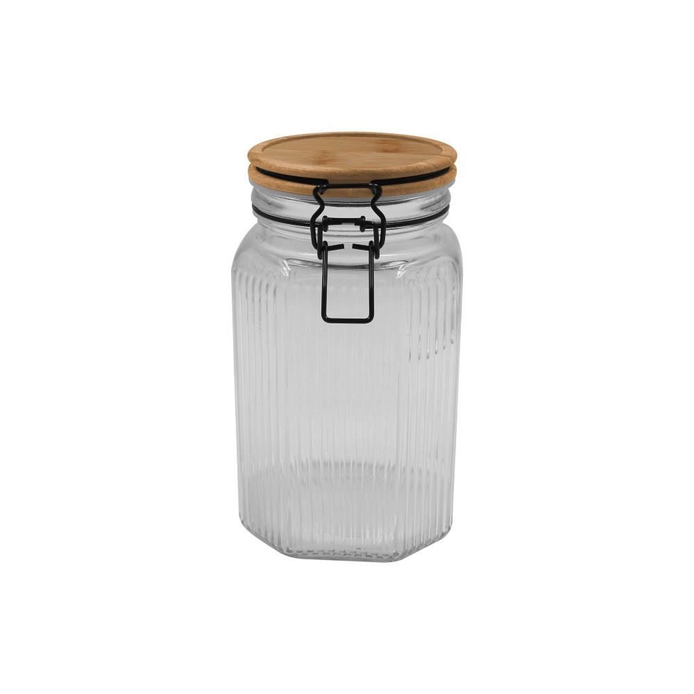 Pote Hermético Com Tampa De Bambu 1,5 Litro Havan Casa - Vidro