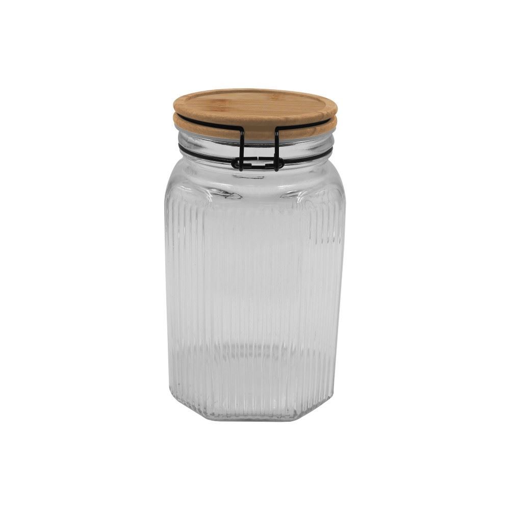 Pote Hermético Com Tampa De Bambu 1,5 Litro Havan Casa - Vidro