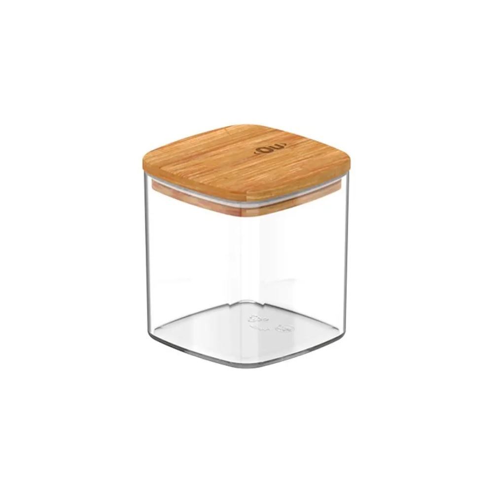 Pote Hermetico Keep Ou 150Ml - Transparente e Bambu