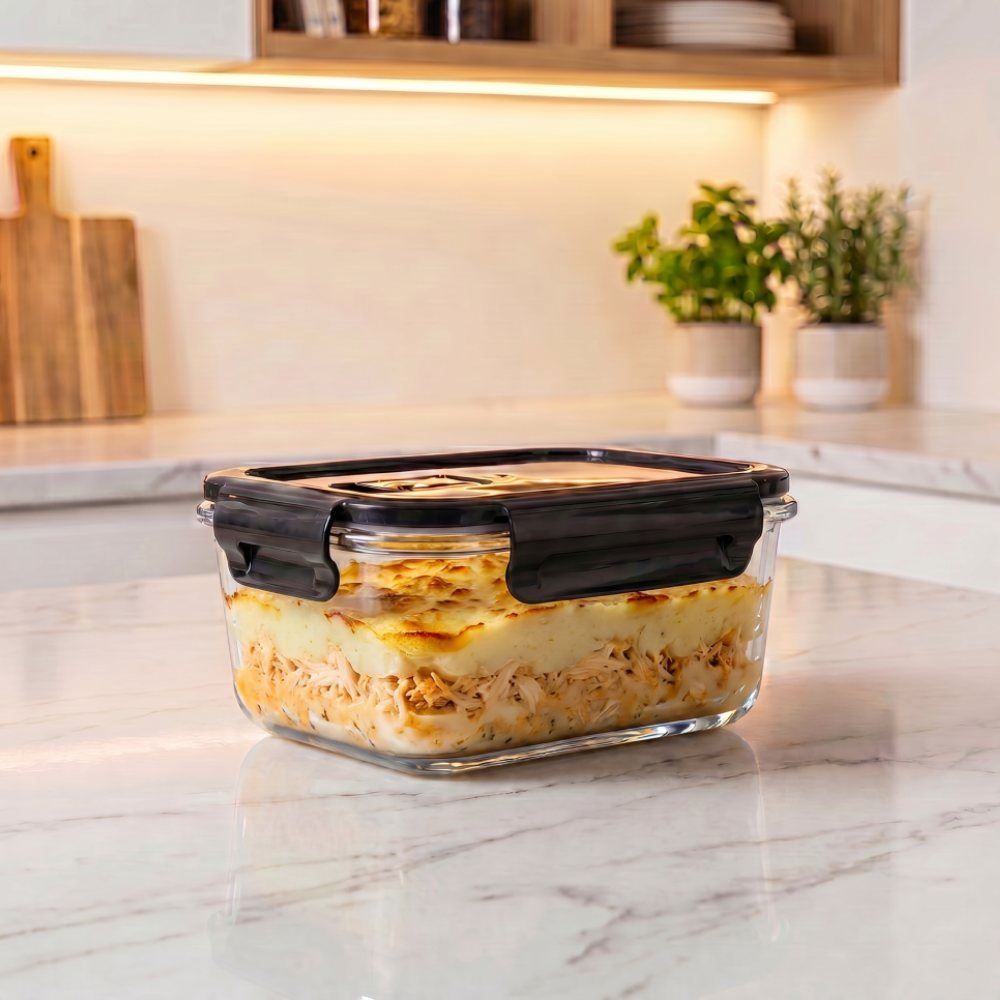 Pote Hermético Retangular com Tampa Havan Casa 850Ml - Vidro