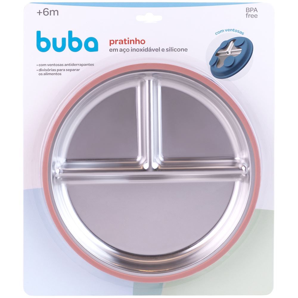 Pratinho em Aco Inoxidavel e Silicone Buba - ROSA