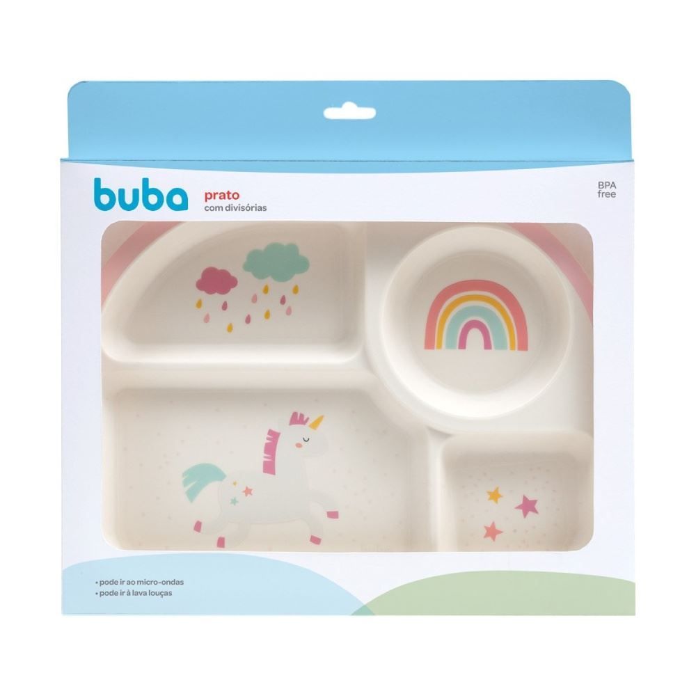 Prato com Divisórias Magic Buba - UNICORNIO