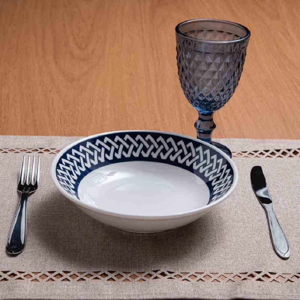 Prato Fundo New Trama Blue Biona By Havan Casa 20,5Cm - Cerâmica