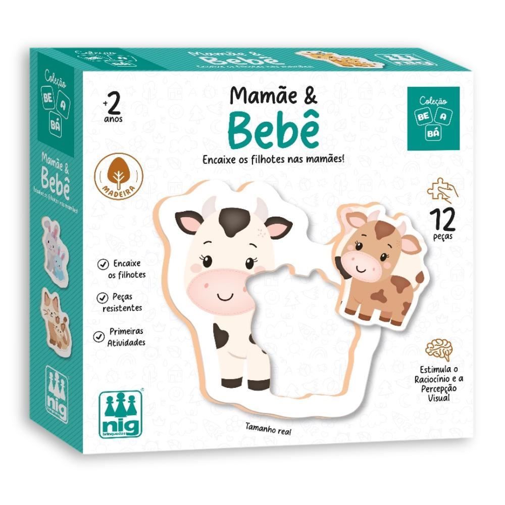 Quebra-Cabeça Educativo Mamãe e Bebê 12 Peças Nig Binquedos