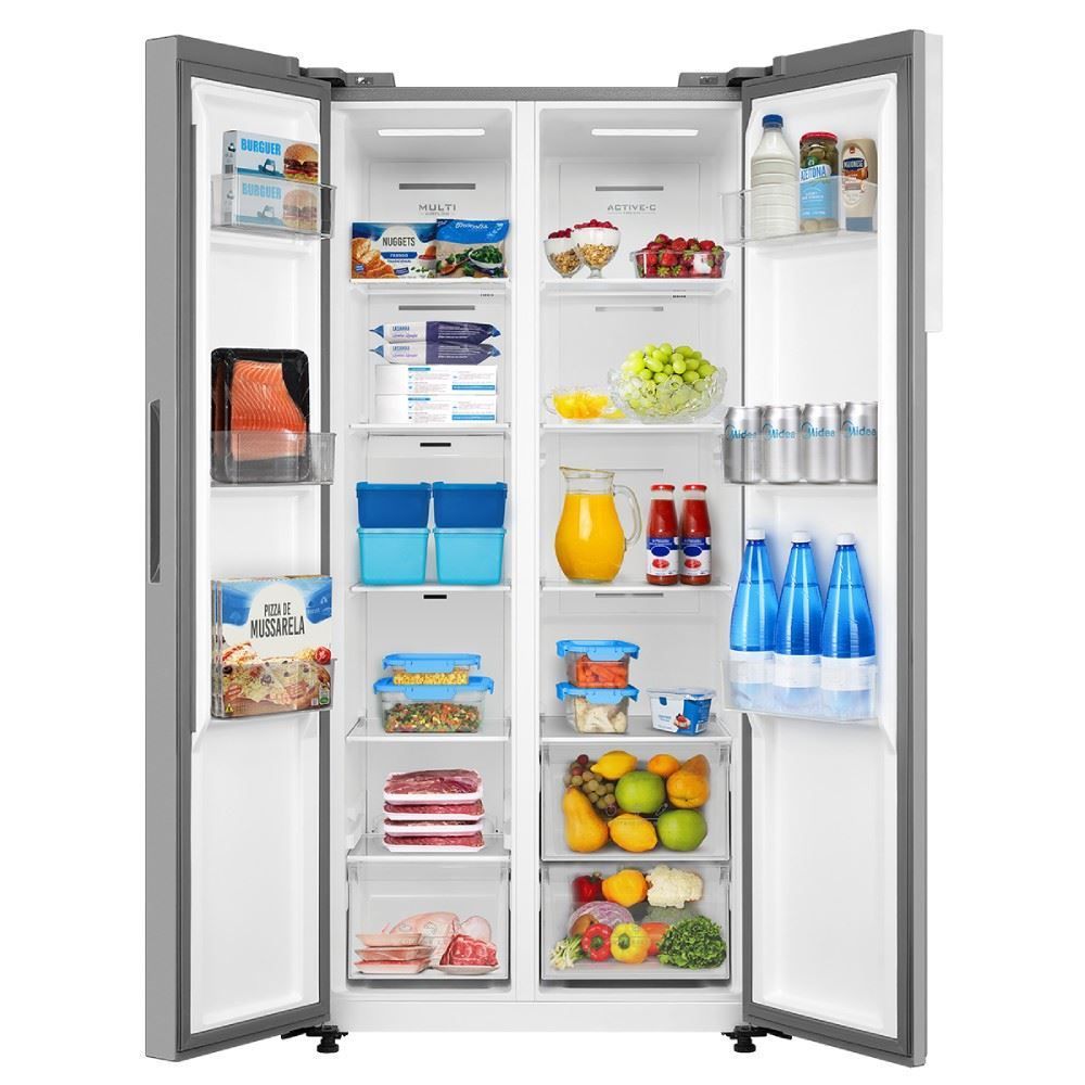 Refrigerador Geladeira Midea Side By Side Inverter Inox 442 Litros MDRS598FGA